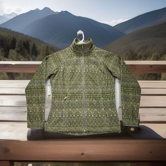 columbia Fleece Jacket womens S full zip aztec Southwestern Fair Isle Mock Neck‎ - Picture 1 of 14